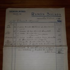 Facturas antiguas: ANTIGUA FACTURA CARPINTERÍA 1933. BARCELONA. Lote 354904918