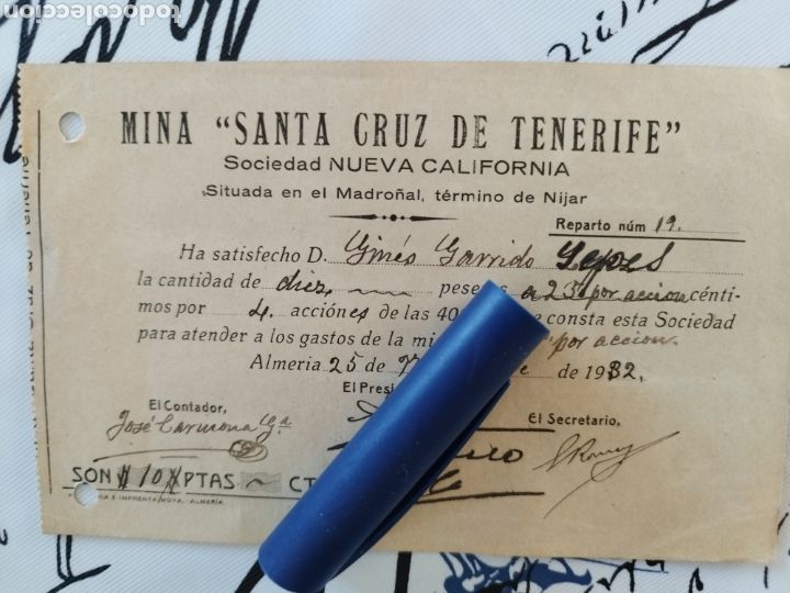 Alte Rechnungen: Mina santa cruz d Tenerife nueva California Madro&ntilde;al N&iacute;jar Almer&iacute;a