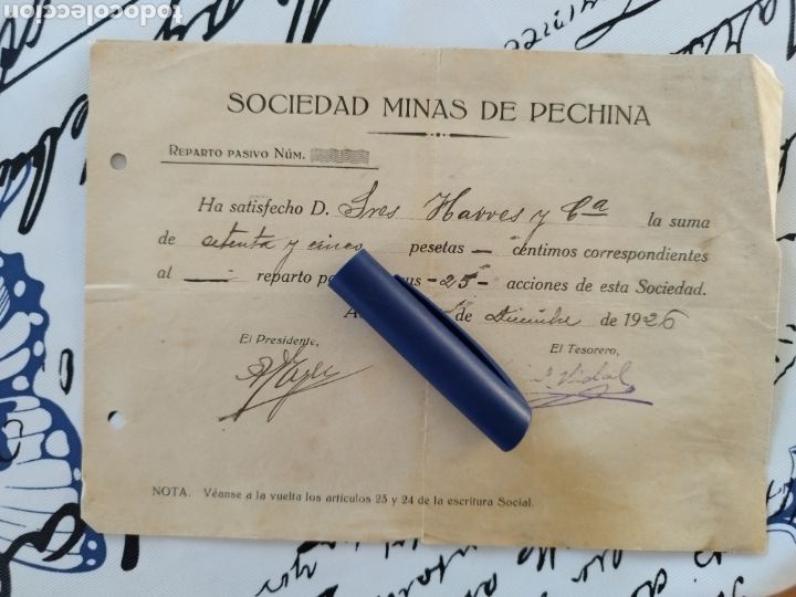 Facturas antiguas: Sociedad minas d Pechina - Foto 1