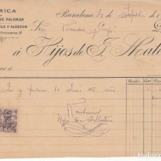 Facturas antiguas: FACTURA COMERCIAL DE FÁBRICA DE TEJIDOS HIJOS DE J.MATEU EN SAN ANDRES DE PALOMAR-BARCELONA 1901