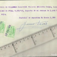 Facturas antiguas: 1957/59 17 RECIBOS DIVERSOS CIA. COMERCIAL VICENTE SALLERAS CAMPS, FIGUERAS FIGUERES + INGRESO BANCO. Lote 361692780