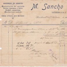 Facturas antiguas: FACTURA COMERCIAL DE NOVEDADES EN JUGUETES M. SANCHO EN CALLE COTONERS DE BARCELONA - 1914. Lote 363090875