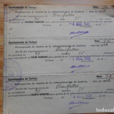 Facturas antiguas: ANTIGUOS RECIBOS GASTOS ADMINISTRACION JUSTICIA AYUNTAMIENTO TORTOSA 1942. Lote 363189110