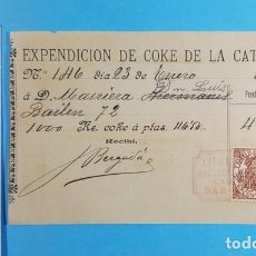 Facturas antiguas: RECIBO EXPENDICIÓN DE COKE DE LA CATALANA, BARCELONA 1904, RECIBÍ. Lote 363737895