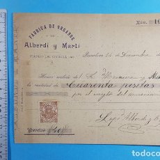 Facturas antiguas: RECIBO FABRICA DE ORGANOS DE ALBERDI Y MARTÍ, BARCELONA 1904, RECIBÍ. Lote 363738450