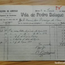 Facturas antiguas: ANTIGUA FACTURA VIUDA DE PEDRO BALAGUÉ. MAQUINA DE ASERRAR REUS 1916. Lote 365787766