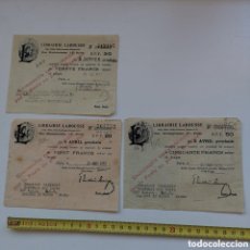 Facturas antiguas: 3 RECIBOS DE LIBRAIRIE LAROUSSE DE 1932, CON SELLOS ART DECÓ, REPÚBLIQUE FRANÇAISE. Lote 366244586