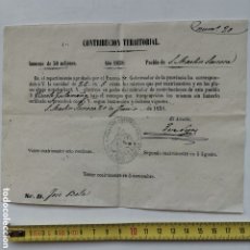 Facturas antiguas: DOCUMENTO CONTRIBUCIÓN TERRITORIAL DE SANT MARTÍ SARROCA DE 1858. Lote 366968796