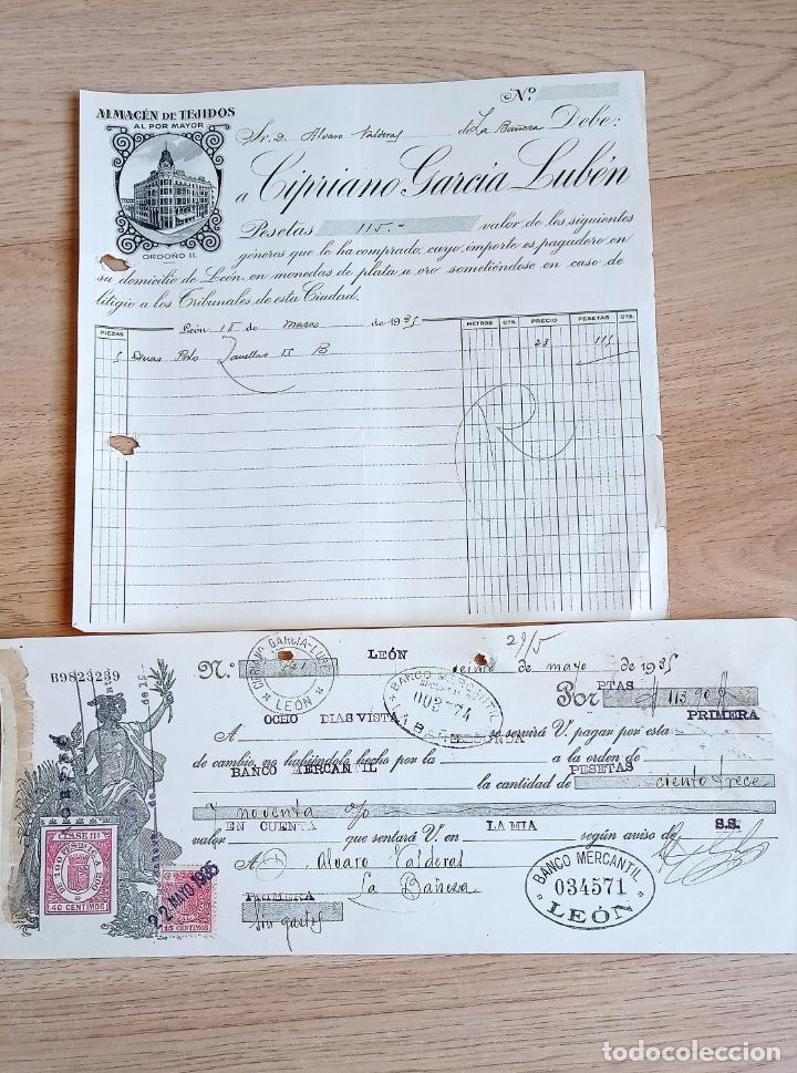 Old Invoices: FACTURA Y LETRA CAMBIO ALMACENES CIPRIANO GARCIA LUBEN DE LEON 1935