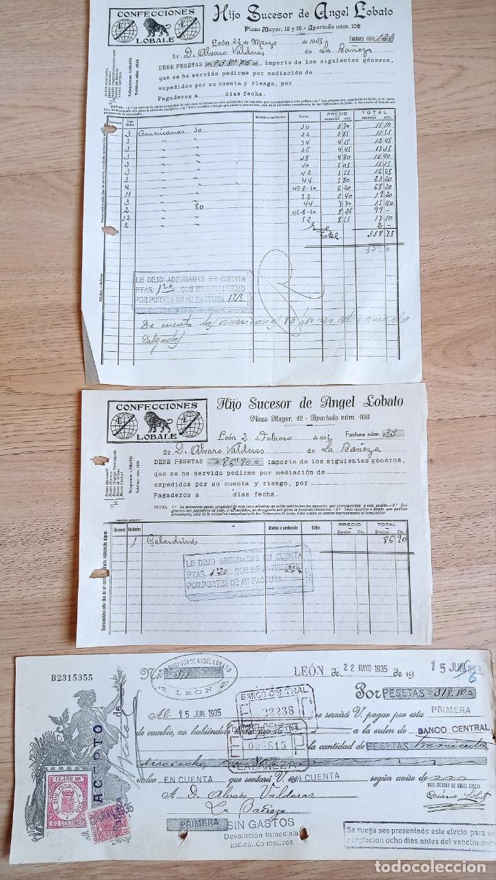 Old Invoices: FACTURA Y LETRA CAMBIO ANGEL LOBATO DE LEON CONFECCIONES LOBALE
