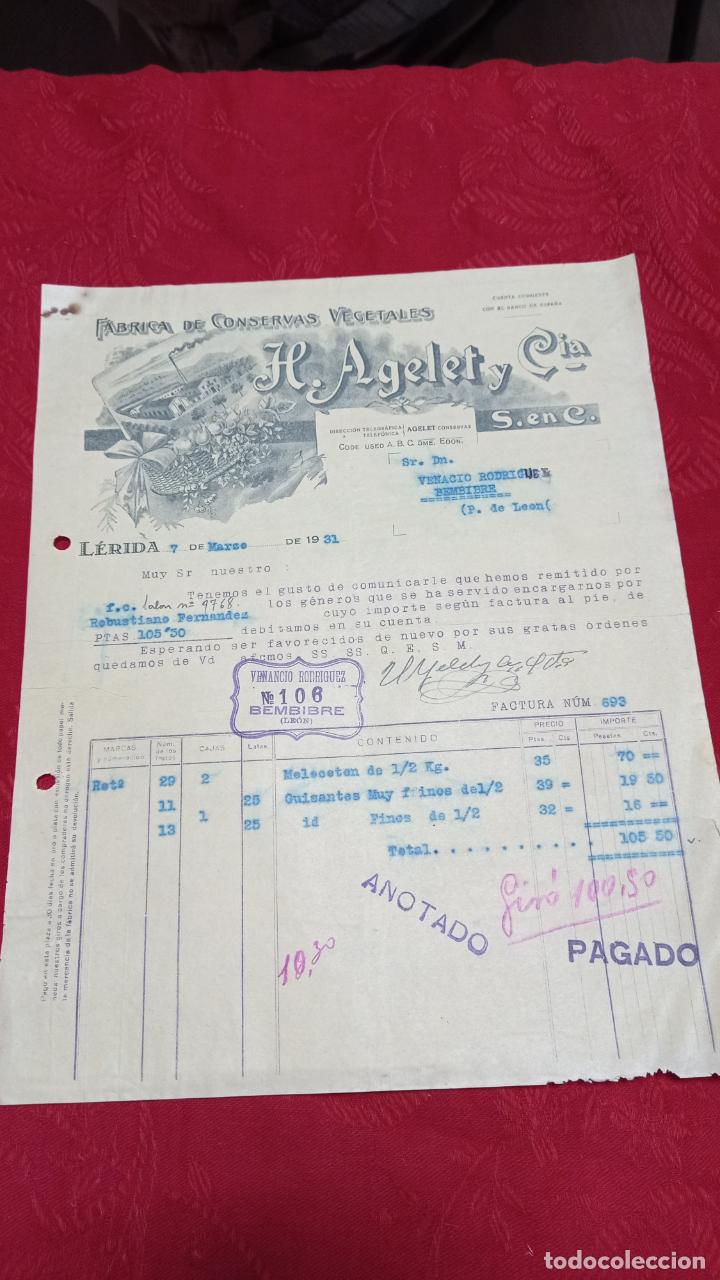 Facturas antiguas: FACTURA COMERCIAL H. AGELET Y CIA. - Foto 3