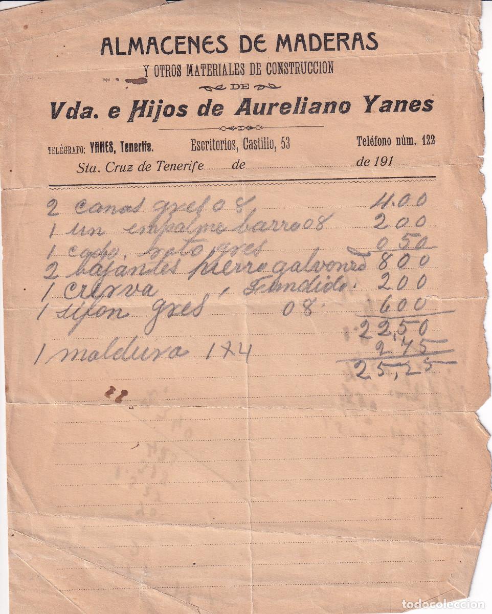 Facturas antiguas: ALMACENES DE MADERAS AURELIANO YANES TENERIFE - Foto 1