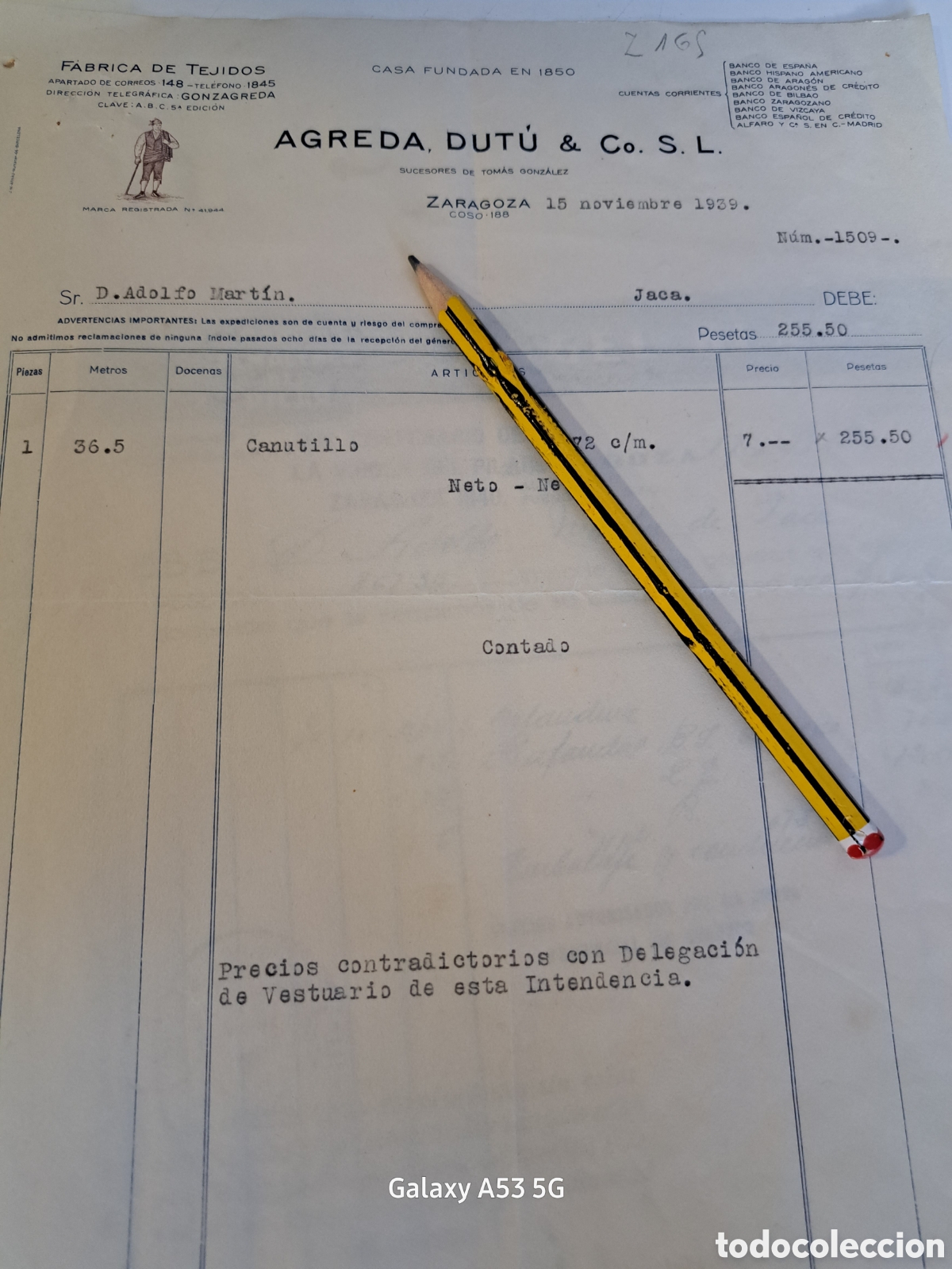 Facturas antiguas: Factura 1939 - Foto 1
