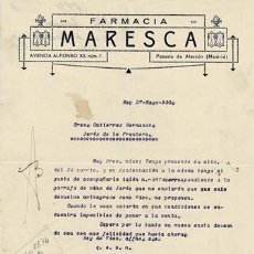 Facturas antiguas: FACTURA FARMACIA MARESCA (MADRID 27 MAYO 1930) FACTURA-295. Lote 400889899
