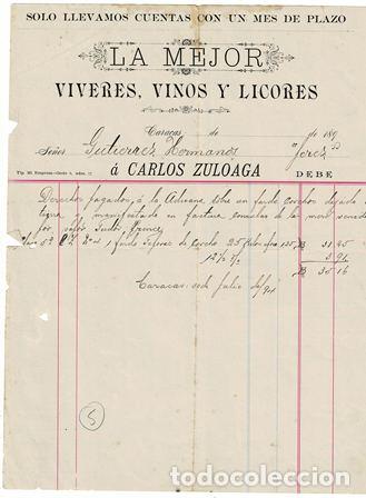 Alte Rechnungen: FACTURA LA MEJOR V&Iacute;VERES, VINOS Y LICORES (CARACAS) FACTURA-303