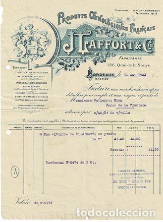 Alte Rechnungen: FACTURA J. TRAFFORT & C&Iacute;E (BORDEAUX 14 MAYO 1923) FACTURA-304