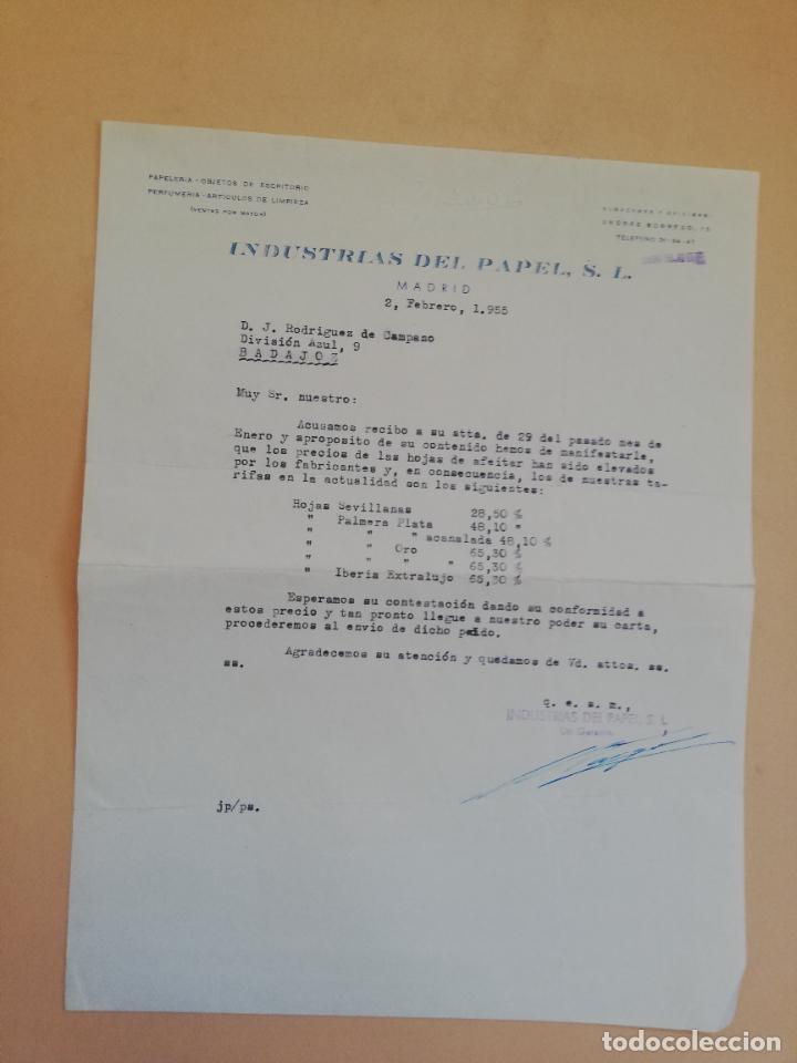 Alte Rechnungen: FACTURA. PAPELERIA. OBJETOS DE ESCRITORIO. INDUSTRIAS DEL PAPEL, S. L. MADRID, 1955.
