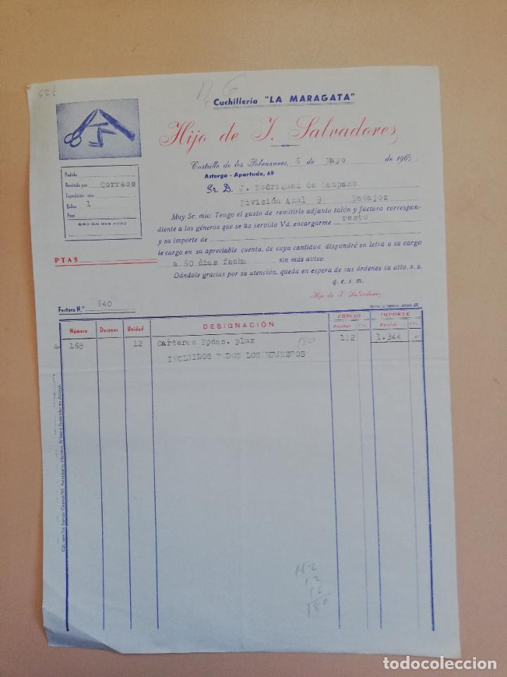 Fatture antiche: FACTURA. CUCHILLERIA LA MARAGATA. HIJO DE J. SALVADORES. CASTRILLO DE LOS POLVAZARES, ASTORGA. 1965.