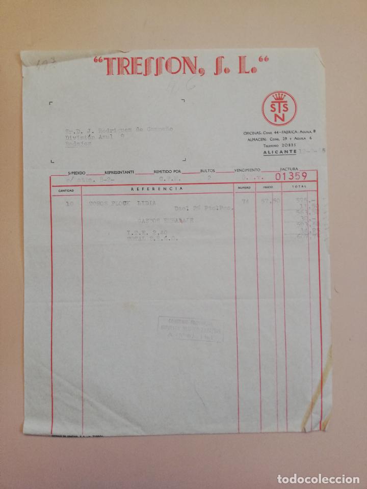 Fatture antiche: FACTURA. TRESSON, S. L. ALICANTE. 1965.