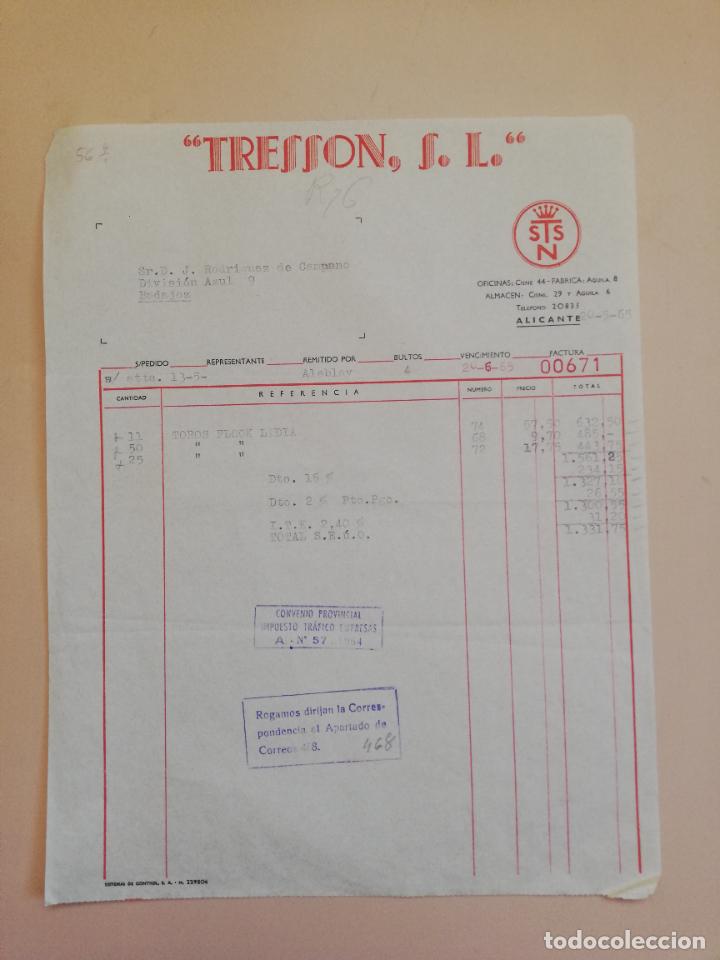Fatture antiche: FACTURA. TRESSON, S. L. ALICANTE. 1965.