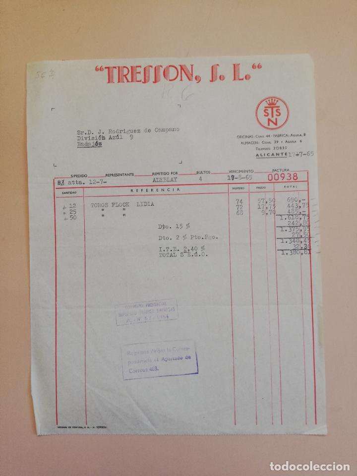 Fatture antiche: FACTURA. TRESSON, S. L. ALICANTE. 1965.