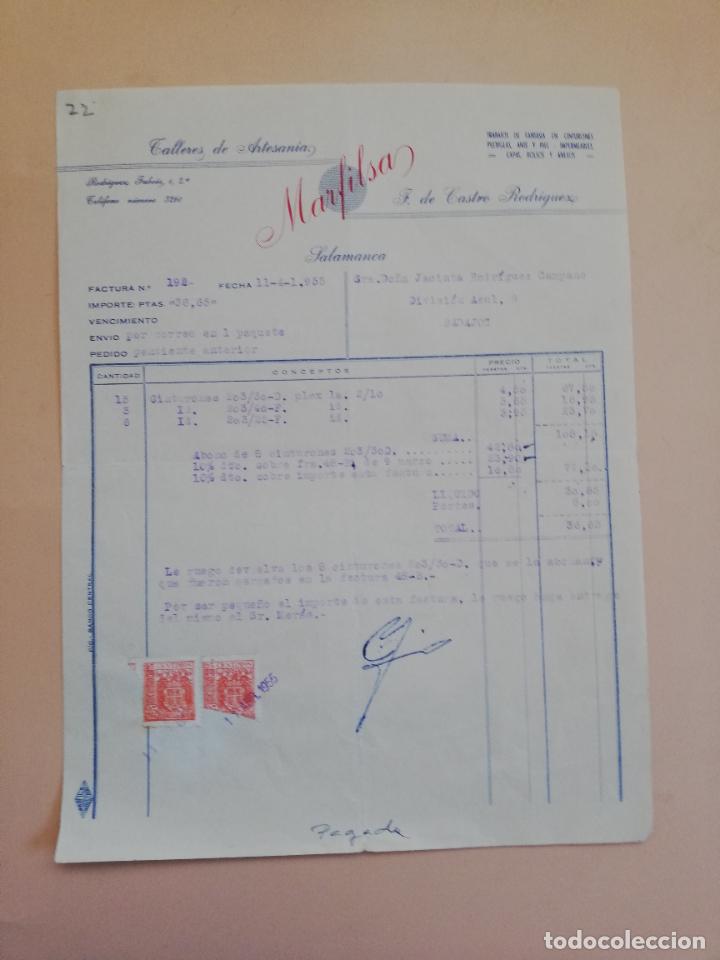Fatture antiche: FACTURA. TALLERES DE ARTESANIA. MARFILSA. F. DE CASTRO RODRIGUEZ. SALAMANCA. 1955.