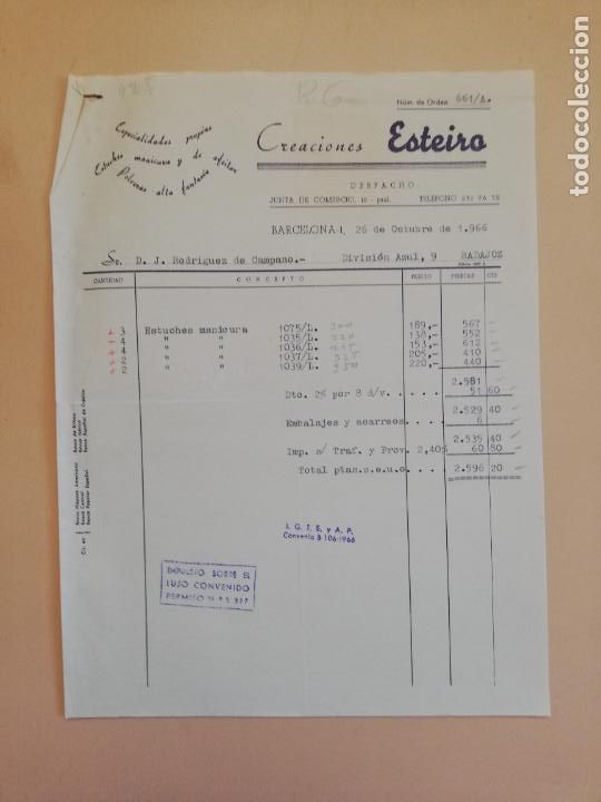 Fatture antiche: FACTURA. CREACIONES ESTEIRO. BARCELONA. 1966.