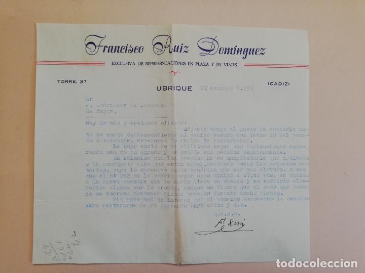 Fatture antiche: CARTA COMERCIAL. FRANCISCO RUIZ DOMINGUEZ. UBRIQUE, CADIZ. 1957.