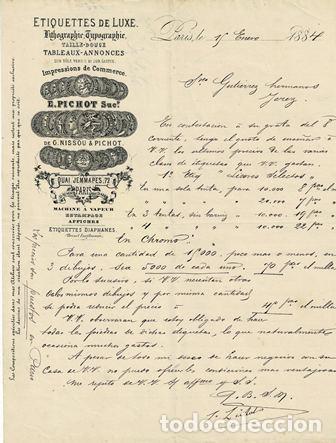 Fatture antiche: FACTURA ETIQUETTES DE LUXE (PAR&Iacute;S 15 ENERO 1884) FACTURA-305