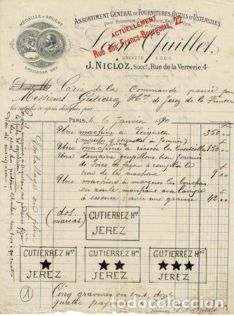 Fatture antiche: FACTURA LE&Oacute;N GUILLET (PAR&Iacute;S JUNIO 1890) FACTURA-308