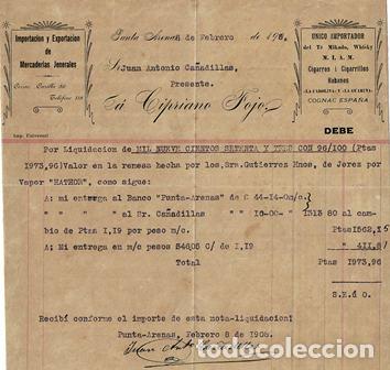 Fatture antiche: FACTURA JUAN ANTONIO CA&Ntilde;ADILLAS (PUNTA ARENA 8 FEBRERO 1980) FACTURA-310