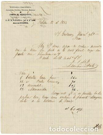 Fatture antiche: FACTURA LEANDRO MATAS (ALCAUDETE 12 FEBRERO 1882) FACTURA-314