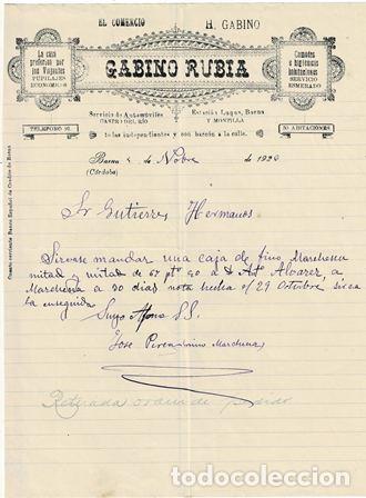 Fatture antiche: FACTURA GABINO RUBIA (BAENA 9 NOV 1926) FACTURA-317