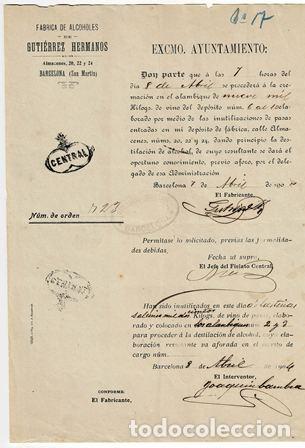 Fatture antiche: FACTURA FABRICA DE ALCOHOLES GUTI&Eacute;RREZ HERMANOS FACTURA-319