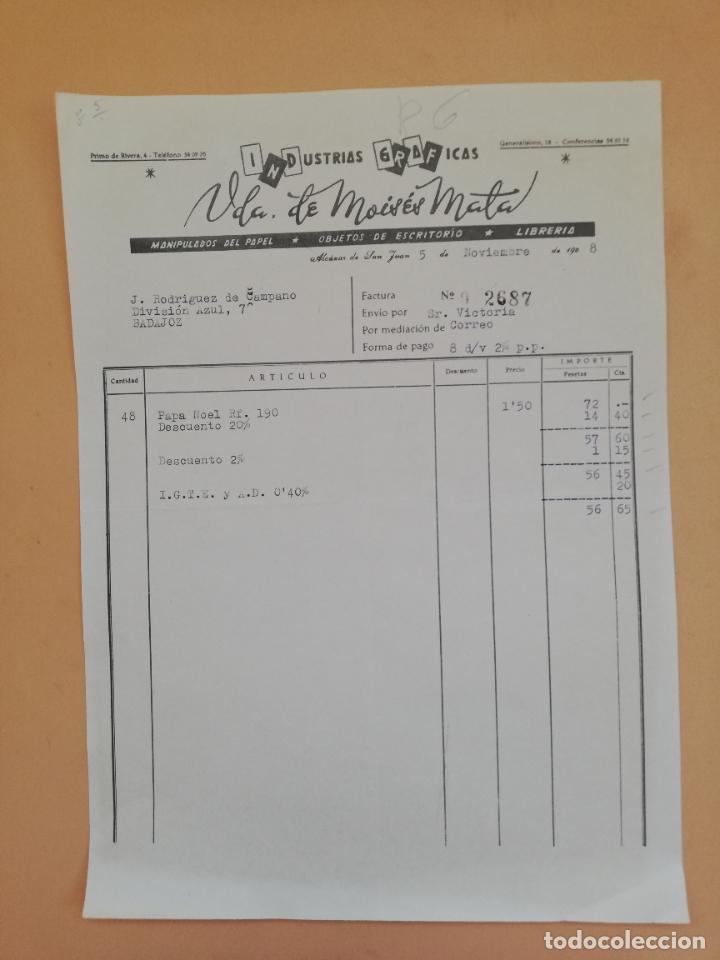 Alte Rechnungen: FACTURA. INDUSTRIAS GRAFICAS. VDA. DE MOISES MATA. ALCAZAR DE SAN JUAN, CIUDAD REAL. 1968.