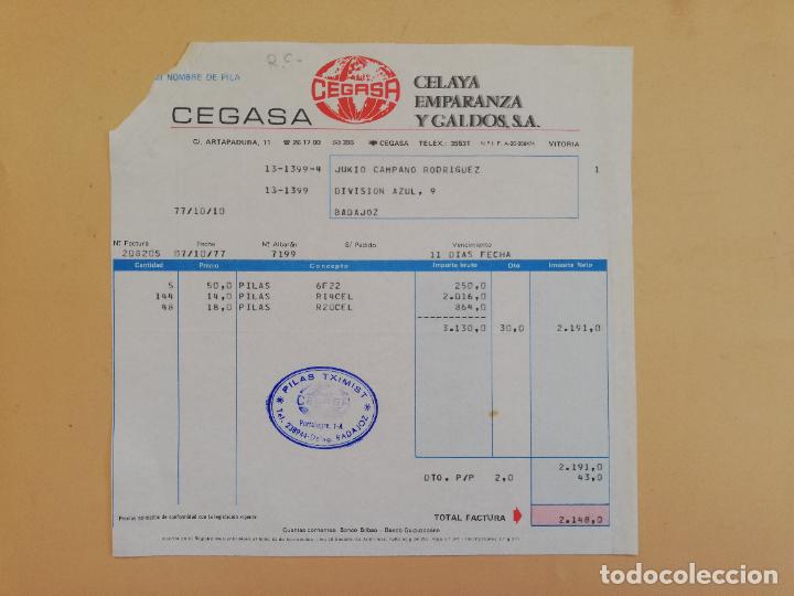 Alte Rechnungen: FACTURA. CELAYA EMPARANZA Y GALDOS, S.A. CEGASA. VITORIA. 1977.