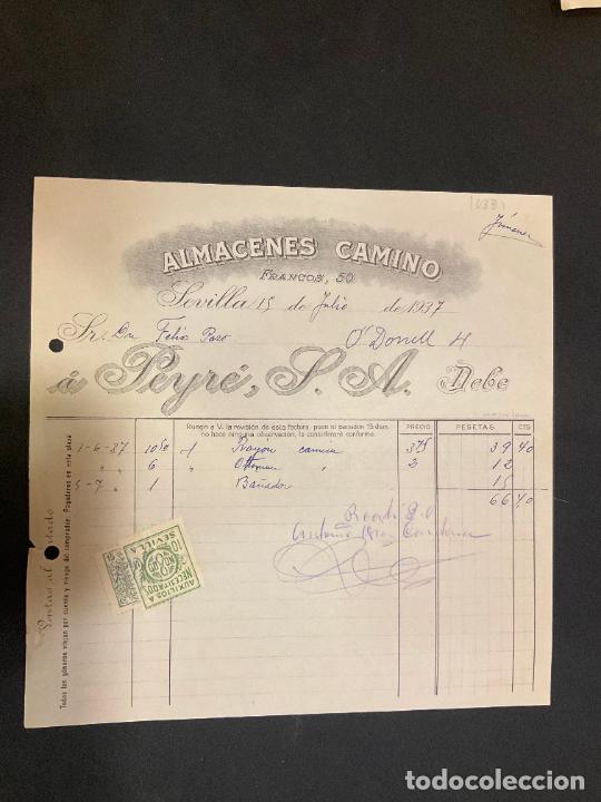 Factures anciennes: FACTURA. ALMACENES CAMINO. SEVILLA 1937. PEYRE P. A.