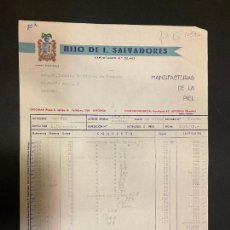 Facturas antiguas: FACTURA. HIJO DE I. SALVADORES. MANUFACTURAS DE LA PIEL. 1970. ASTORGA. Lote 403029264