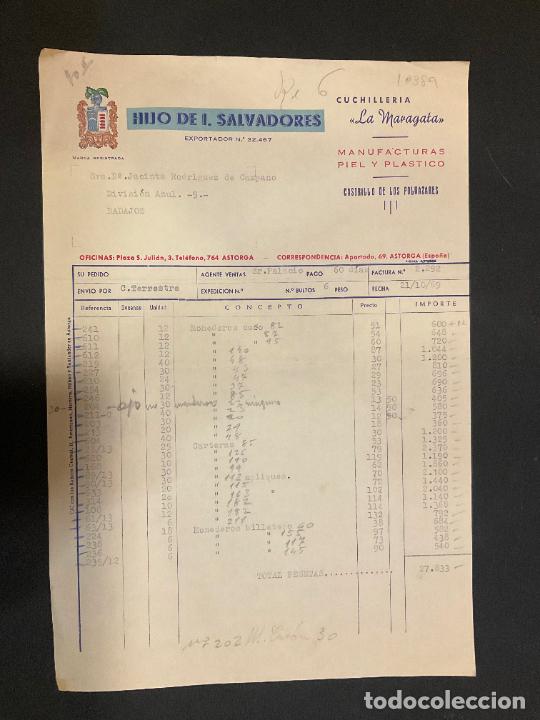 Old Invoices: FACTURA. HIJO DE I. SALVADORES. MANUFACTURAS DE LA PIEL. 1969. ASTORGA