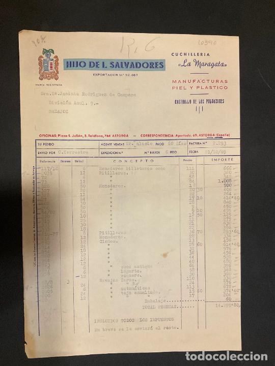Old Invoices: FACTURA. HIJO DE I. SALVADORES. MANUFACTURAS DE LA PIEL. 1969. ASTORGA