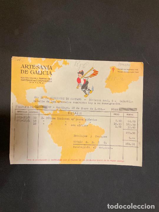 Old Invoices: FACTURA. ARTESANIA DE GALICIA. SANTIAGO DE COMPOSTELA. 1955.