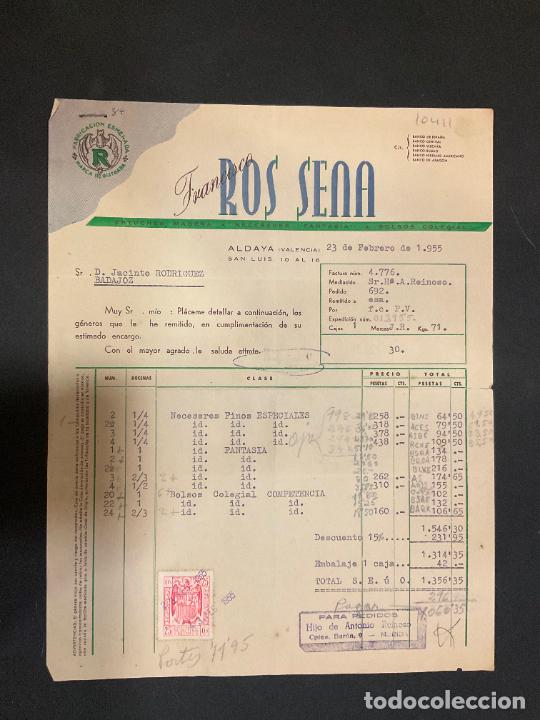 Old Invoices: FACTURA. FRANCO DOS SENA. ALDAYA VALENCIA. 1955. ESTUCHES DE MADERA