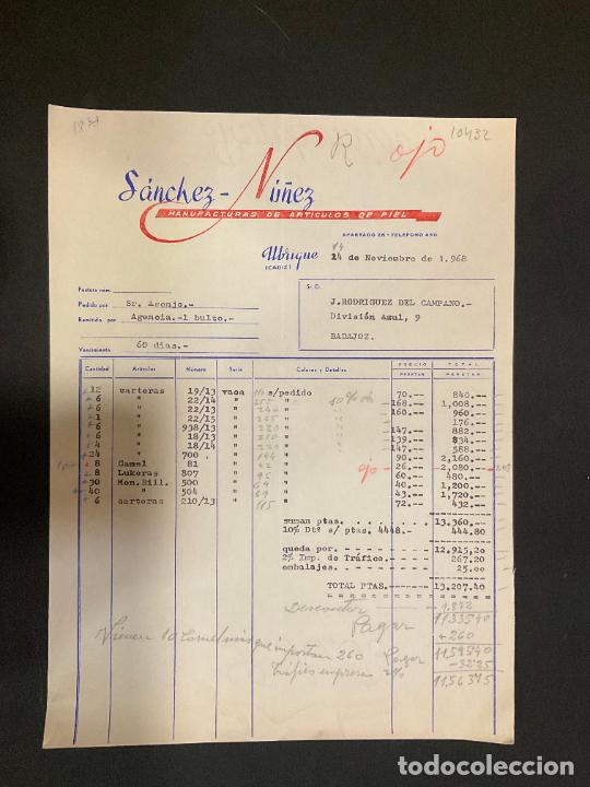 Old Invoices: FACTURA. SANCHEZ NU&Ntilde;EZ. UBRIQUE. 1968. MANUFACTURAS DE ARTICULOS DE PIEL