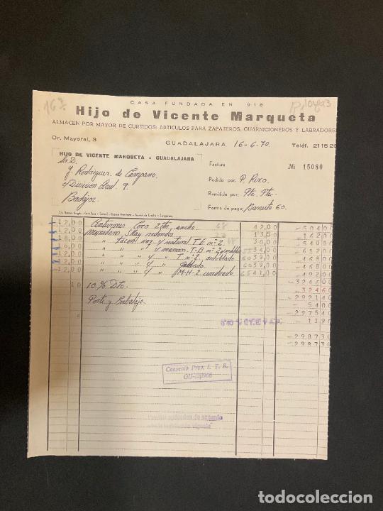 Old Invoices: FACTURA. HIJO DE VICENTE MARQUETA. GUADALAJARA 1970.