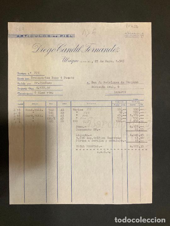 Old Invoices: FACTURA. ARTICULOS DE PIEL. DIEGO GANDIL FERNANDEZ. UBRIQUE 1965
