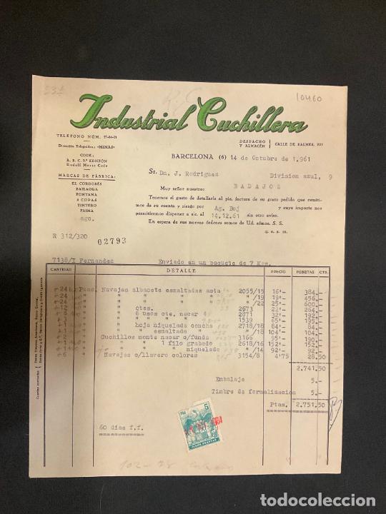 Old Invoices: FACTURA. INDUSTRIAL CUCHILLERIA. BARCELONA. 1961.