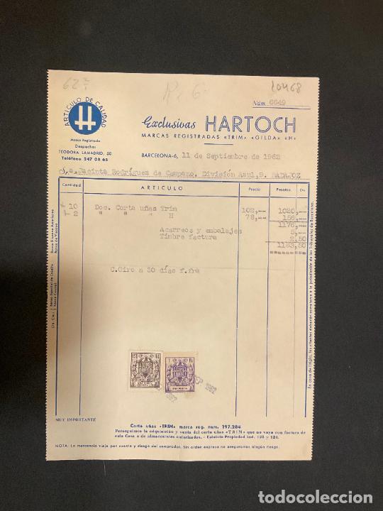 Factures anciennes: FACTURA. EXCLUSIVAS HARTOCH. BARCELONA 1962. TRIM. GILDA.