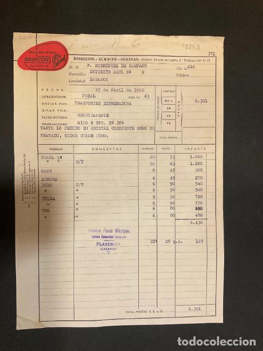 Old Invoices: FACTURA. CREACIONES OPTICAS MARCOR. MADRID. 1966. ALTA CALIDAD