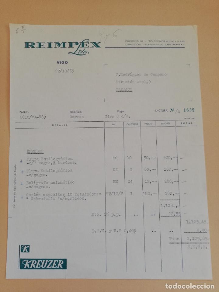 Facturas antiguas: FACTURA. REIMPEX. VIGO, 1965. - Foto 1