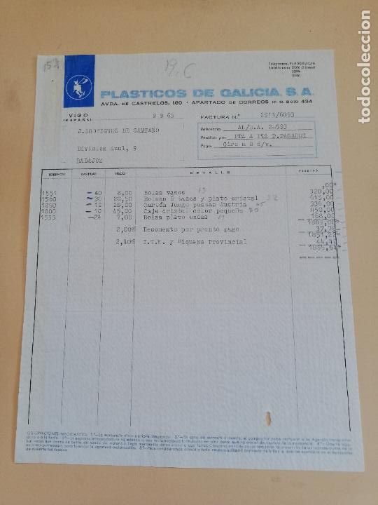 Old Invoices: FACTURA. PLASTICOS DE GALICIA. VIGO, 1965.